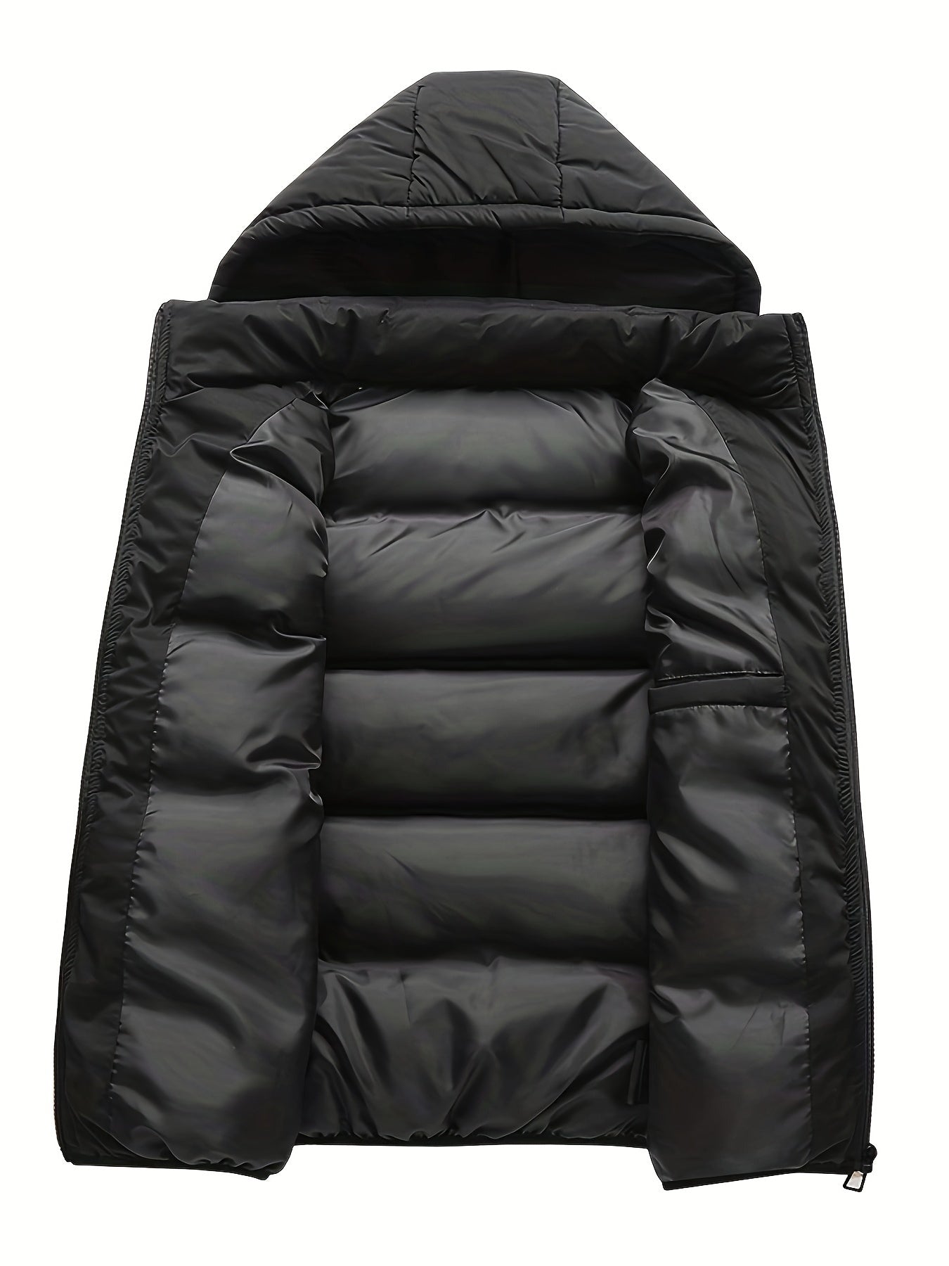 Men's hooded quilted puffer vest with stand collar and full zip