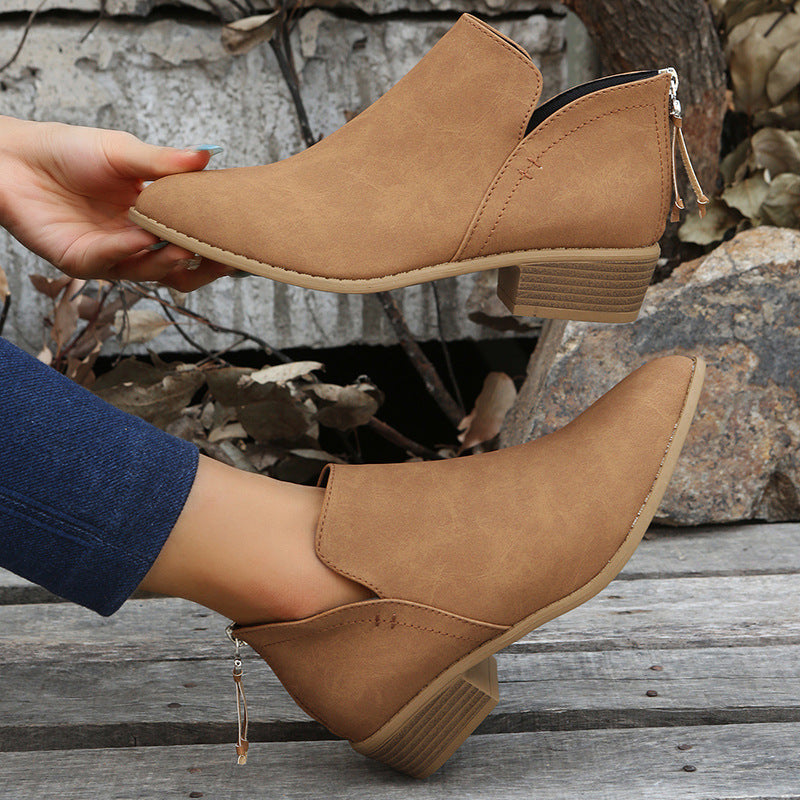 Women's Back Zip Ankle Boots