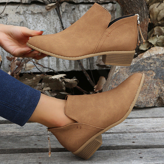 Women's Back Zip Ankle Boots
