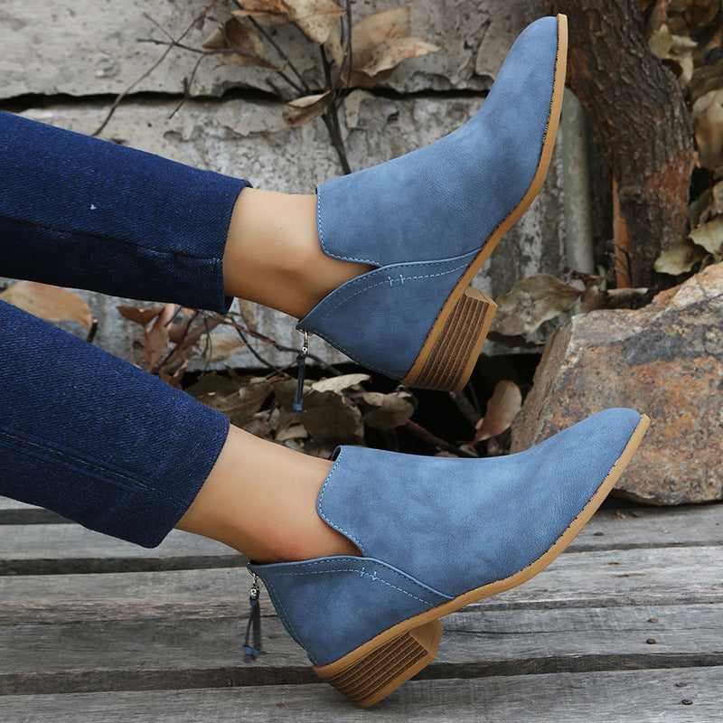 Women's Back Zip Ankle Boots
