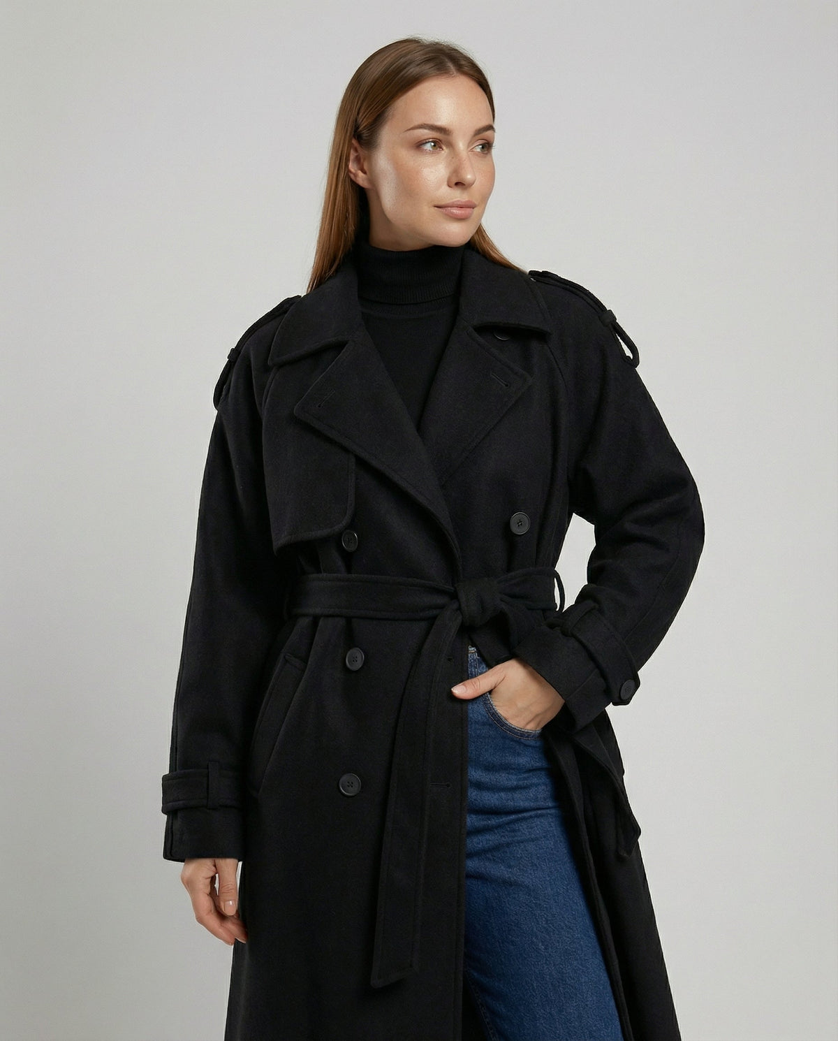 Women's Belted Double Breasted Winter Jacket