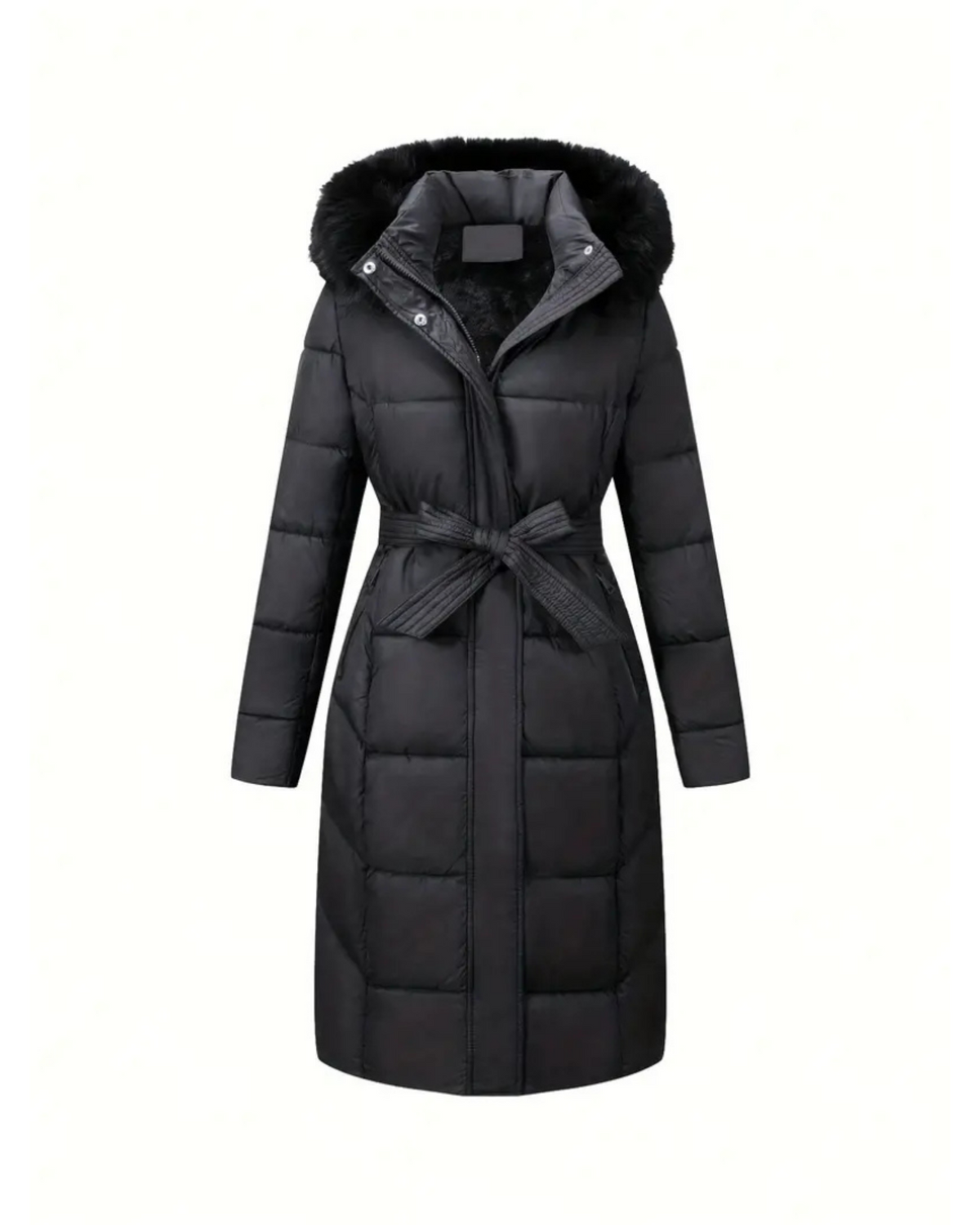 Women's Belted Maxi Puffer Winter Jacket