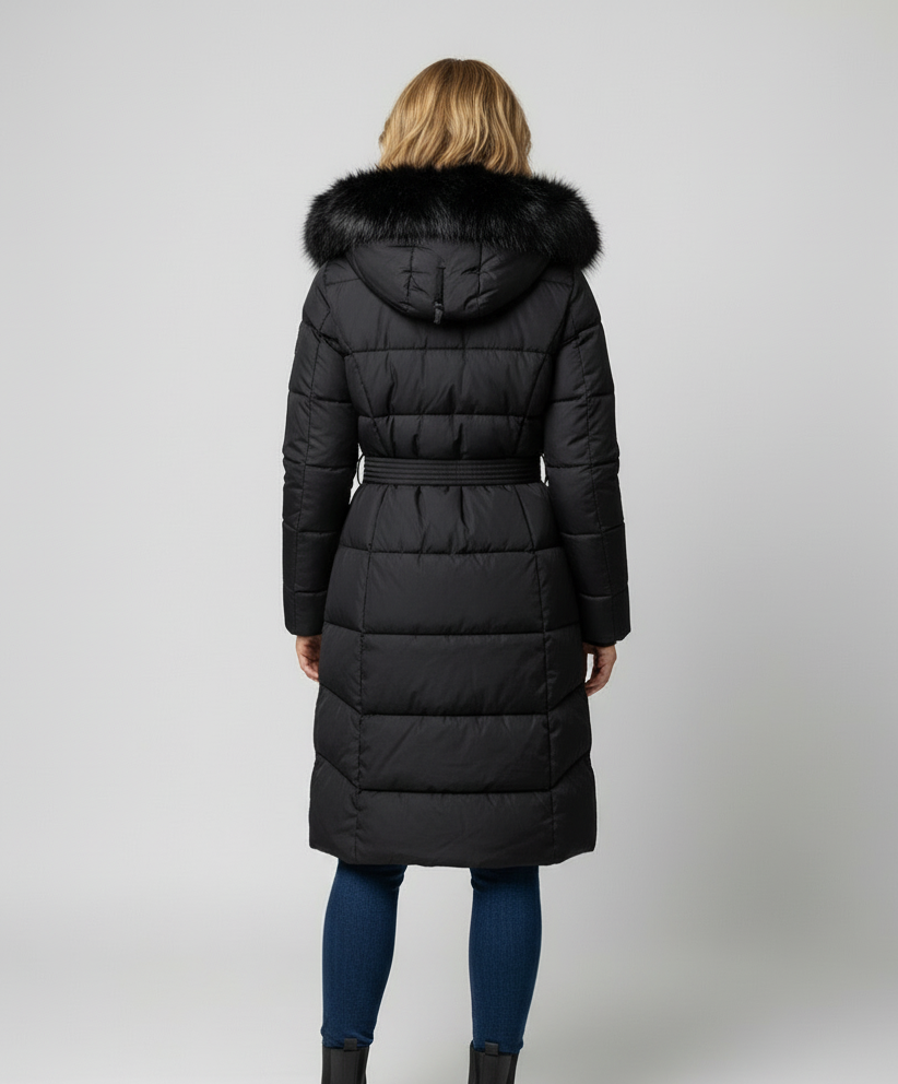 Women's Belted Maxi Puffer Winter Jacket
