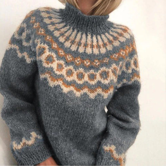 Women's Brushed Fair Isle Sweater in Gray
