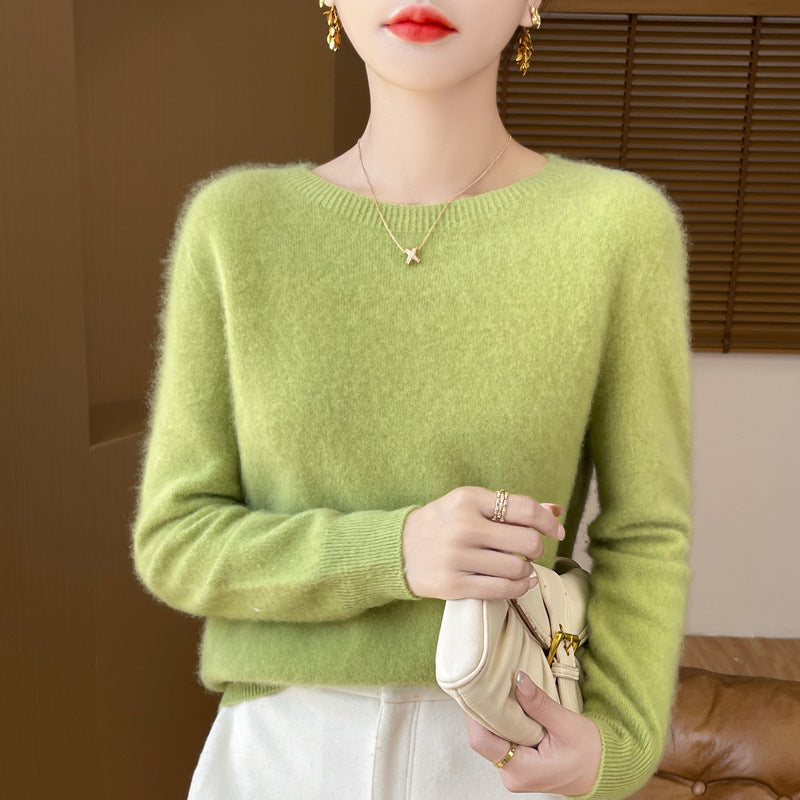 Women's Brushed Knit Sweater in Lime Green
