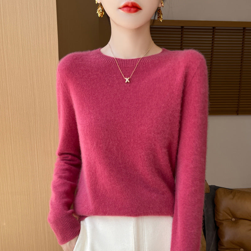 Women's Brushed Knit Sweater in Raspberry Pink