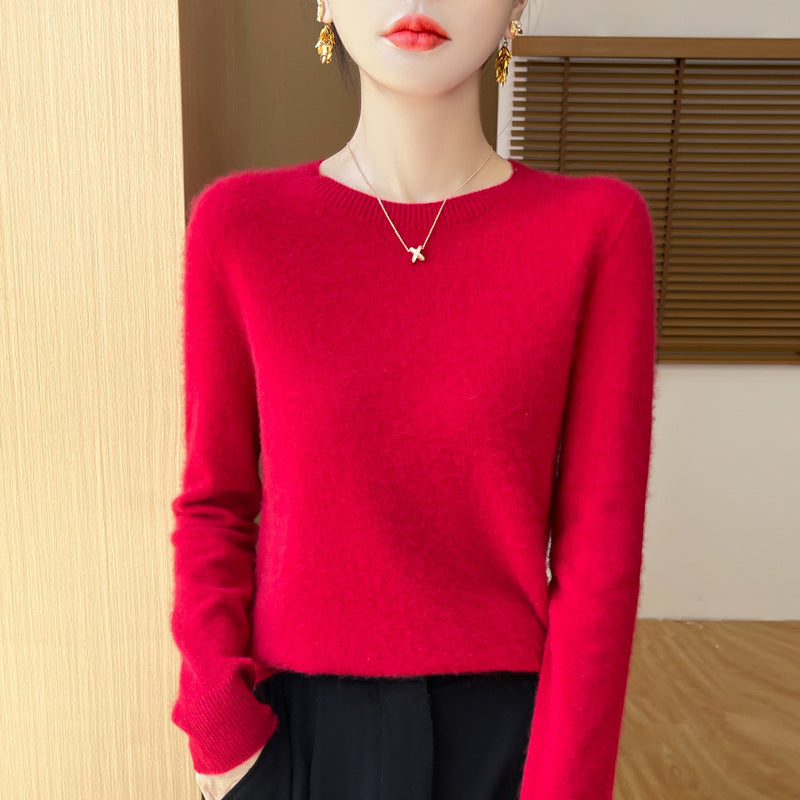 Women's Brushed Knit Sweater in Red
