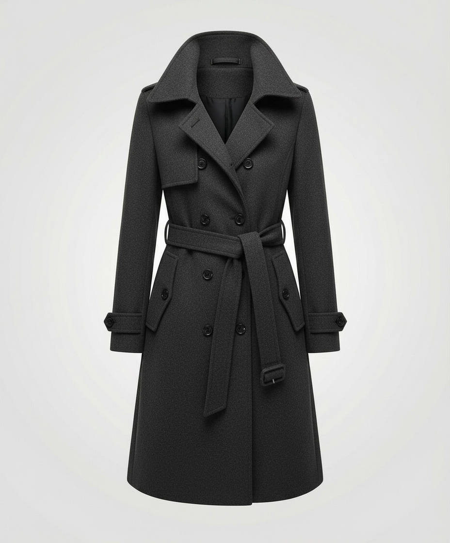 Women's Brushed Trench Coat in Charcoal Gray