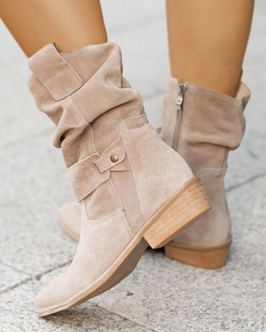 Women's Buckle Slouch Mid Calf Boots