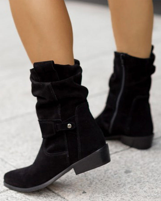 Women's Buckle Slouch Mid Calf Boots