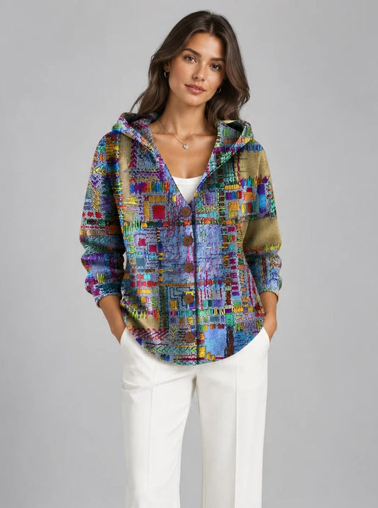 Women's Button Hooded Sweater Lightweight Cardigan Style