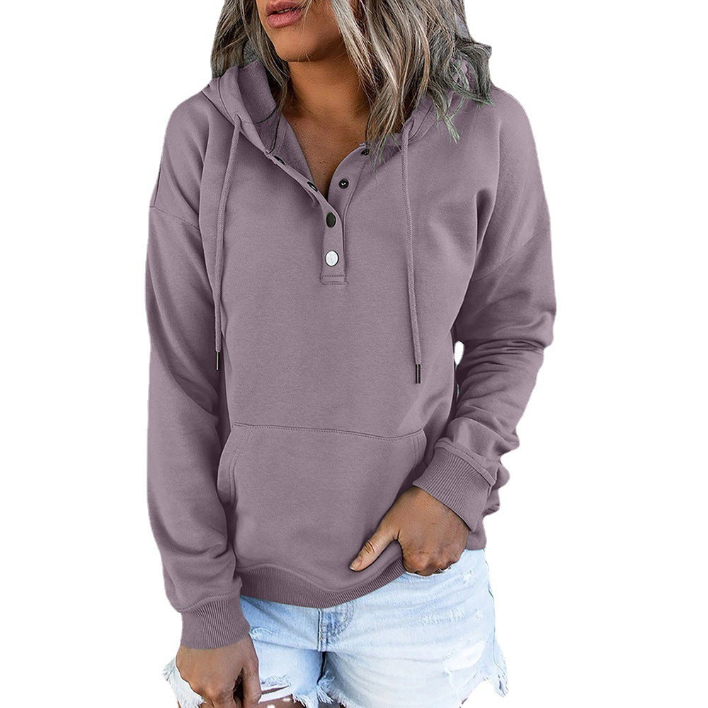 Women's Button Neck Hoodie in Mauve