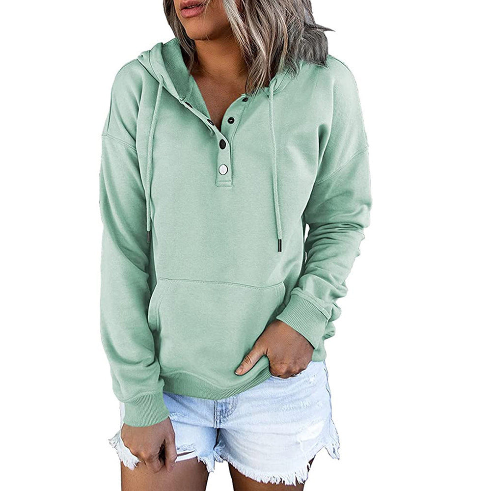 Women's Button Neck Hoodie in Sage Green