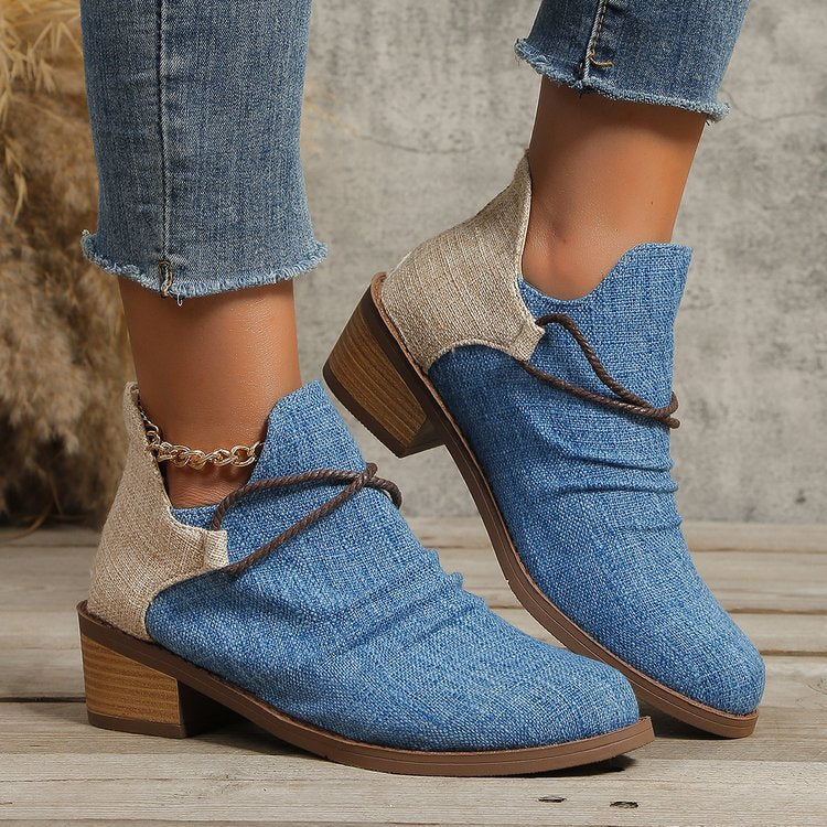 Women's Canvas Ankle Boots in Blue