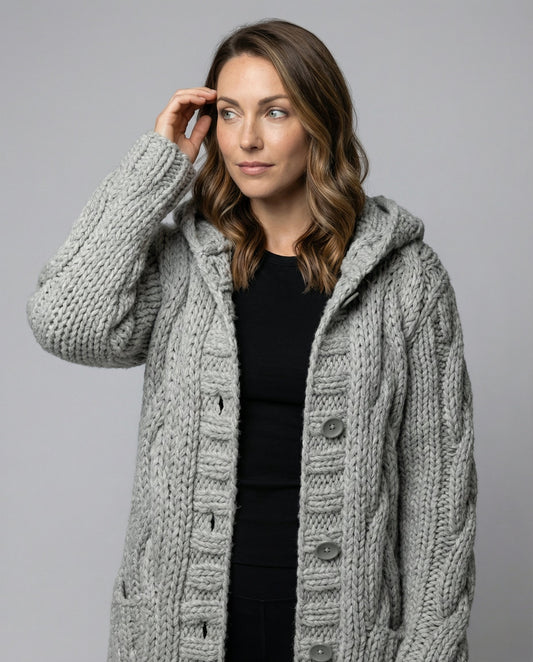 Women's Chunky Cable Knit Cardigan