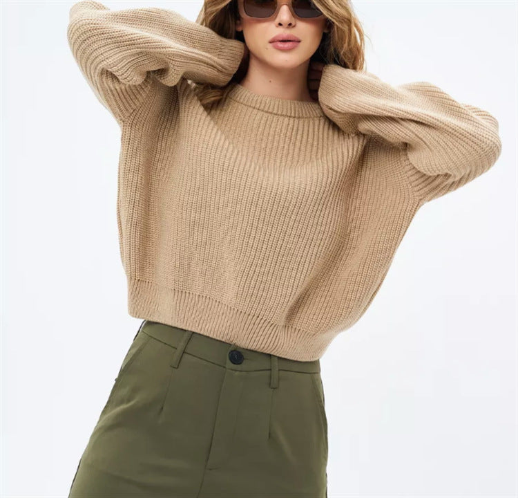 Women's Chunky Knit Sweater in Camel