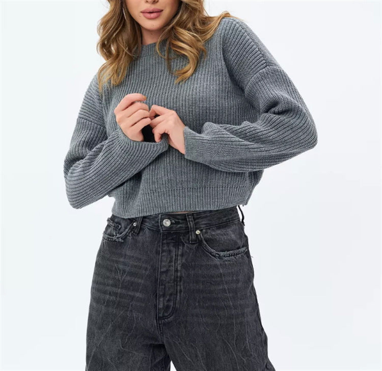 Women's Chunky Knit Sweater in Dark Gray