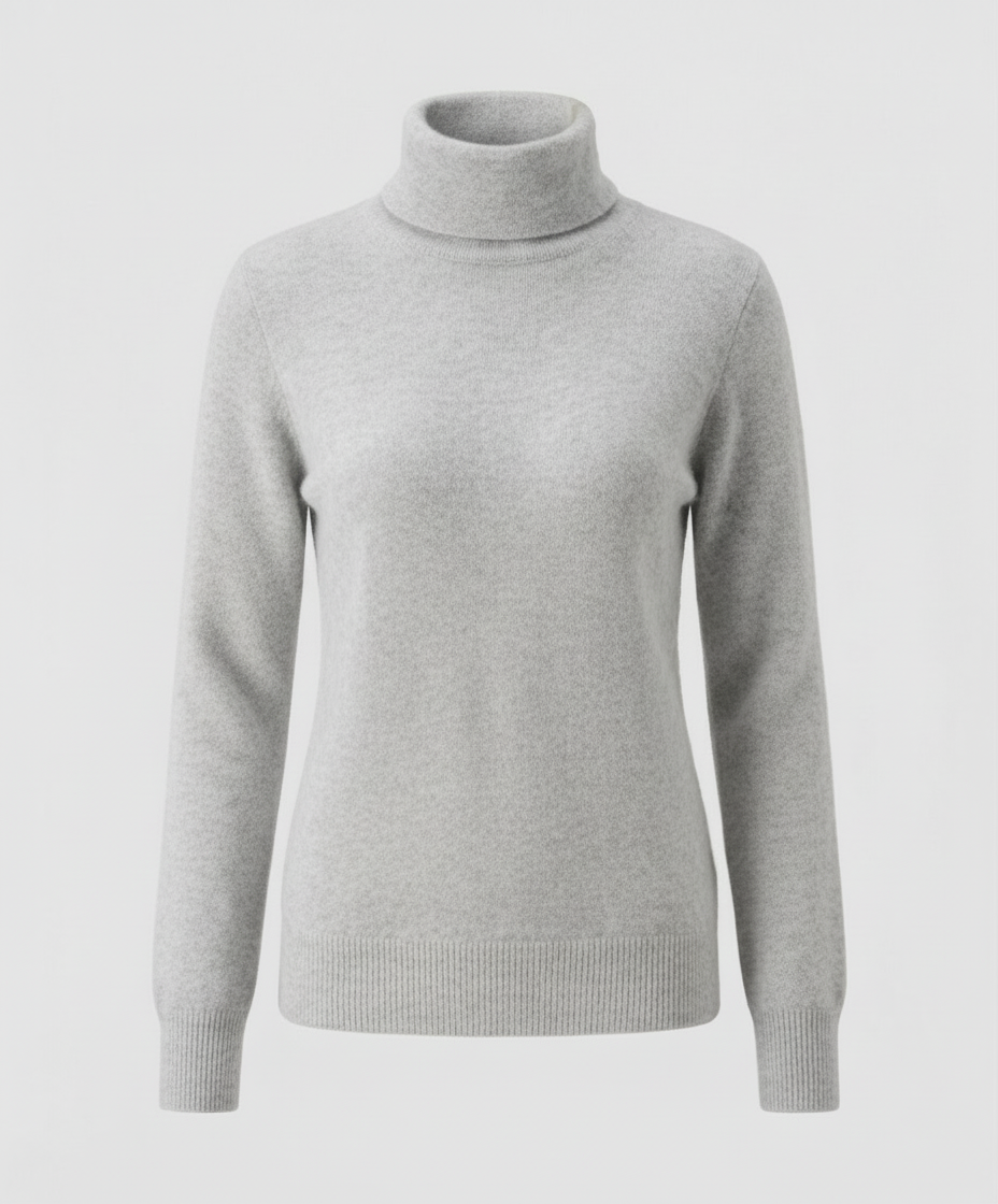 Women's Classic Turtleneck Sweater in Light Gray