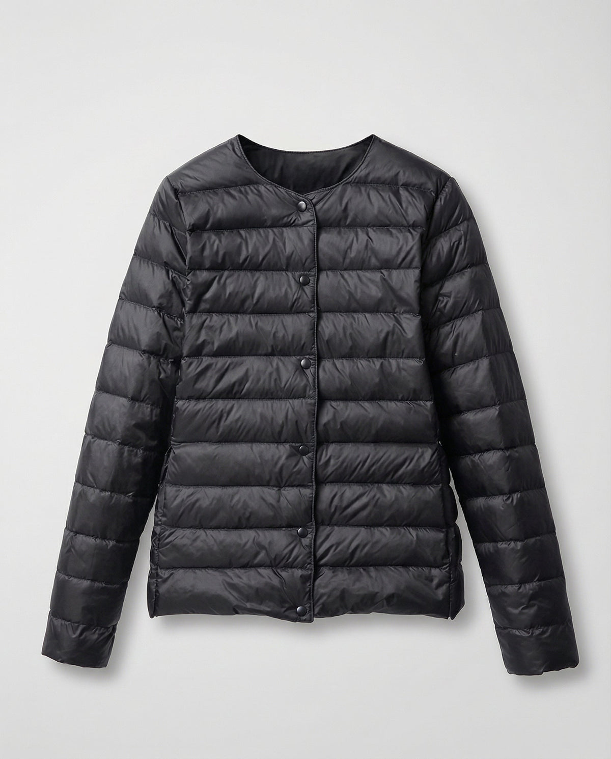 Women's Collarless Down Jacket in Black