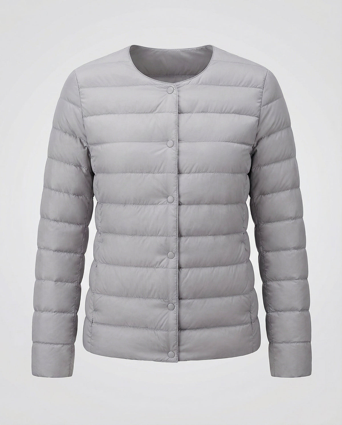 Women's Collarless Down Jacket in Gray