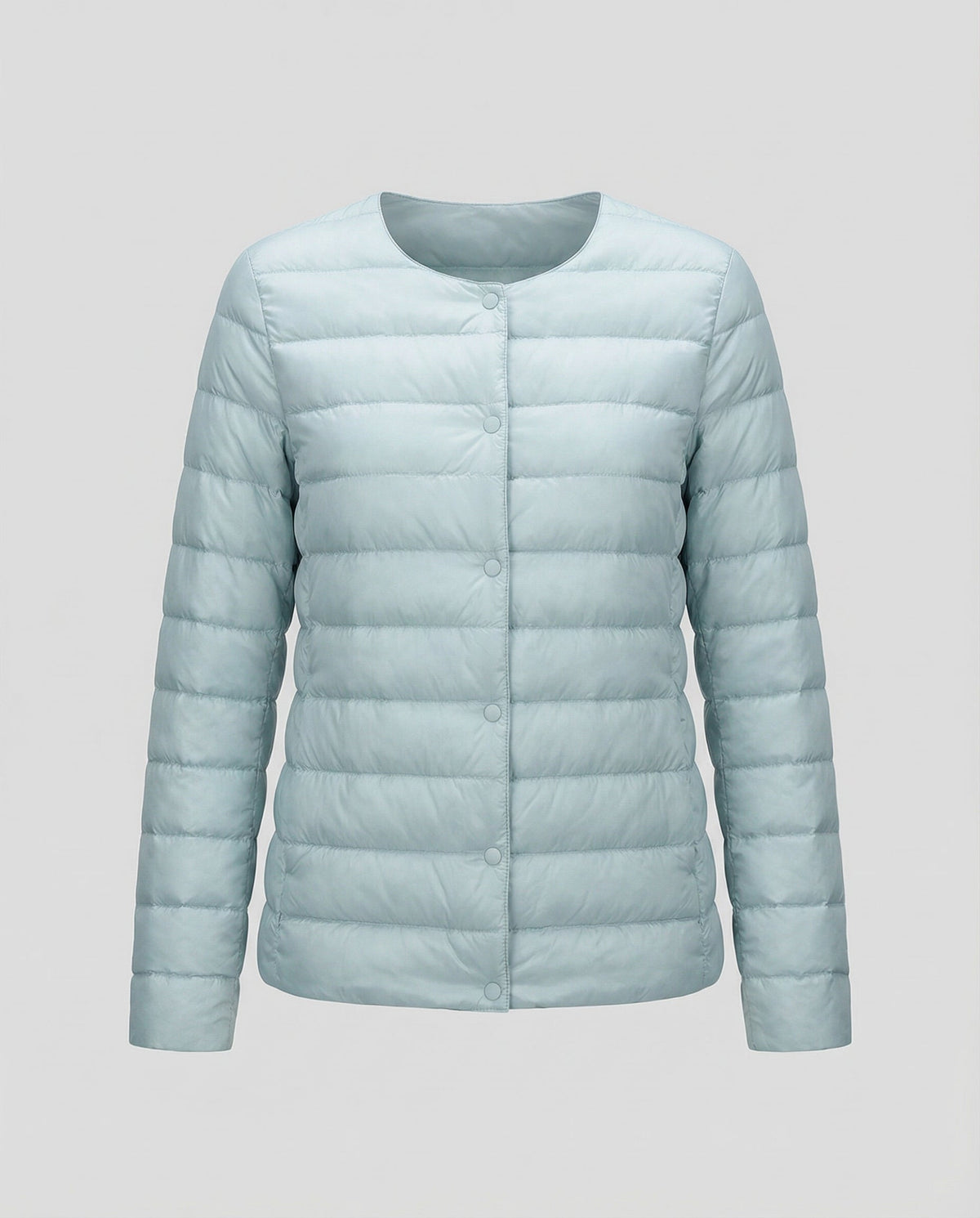 Women's Collarless Down Jacket in Light Blue
