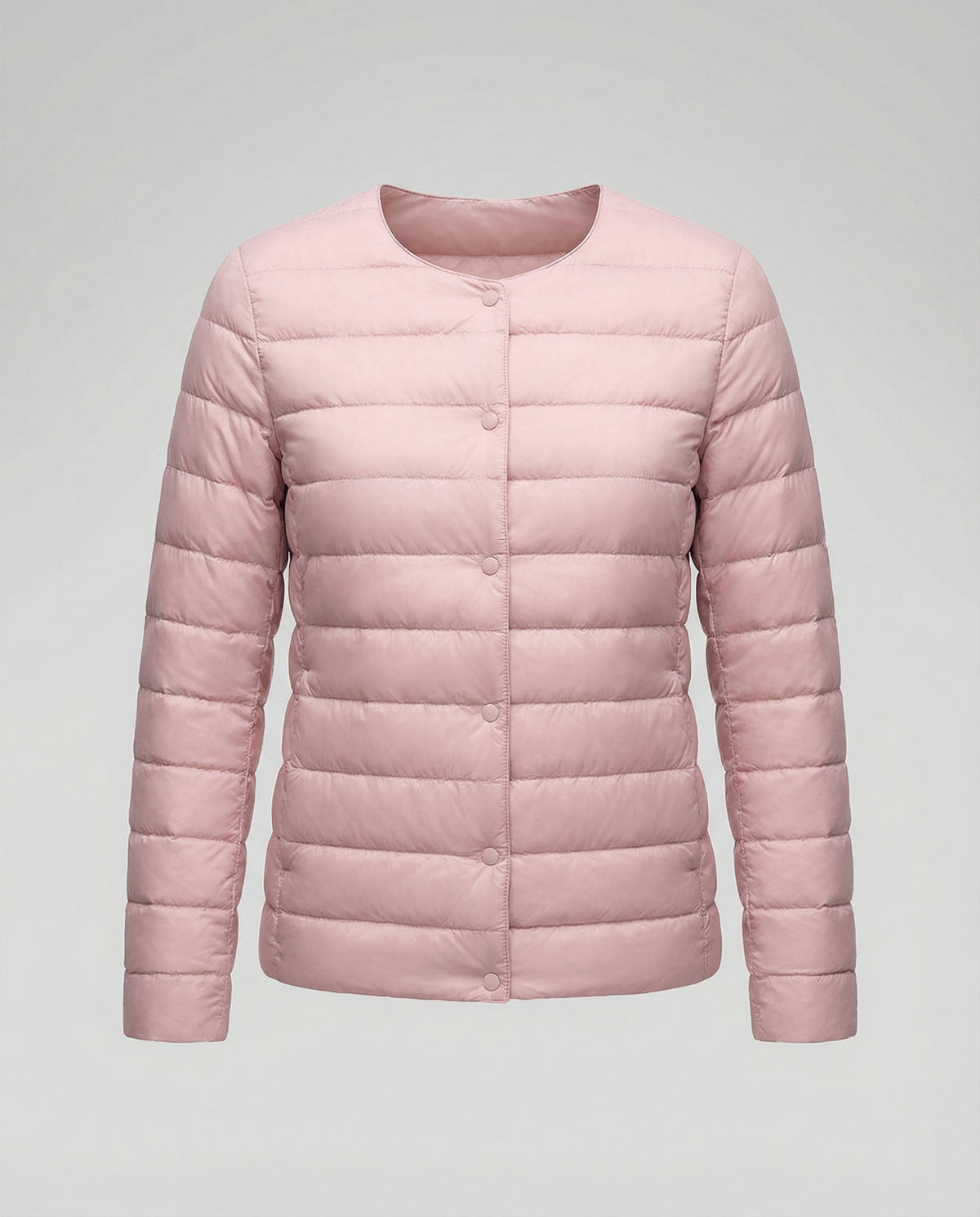 Women's Collarless Down Jacket in Light Pink