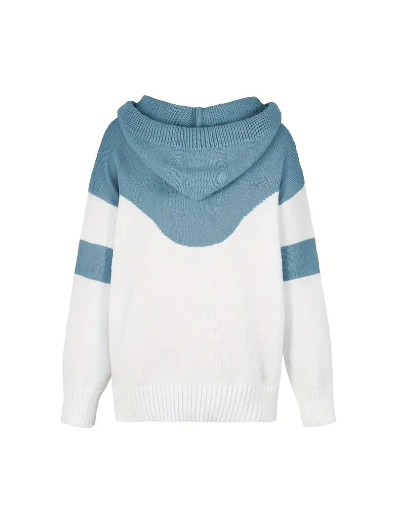 Women's Color Block Knit Hoodie