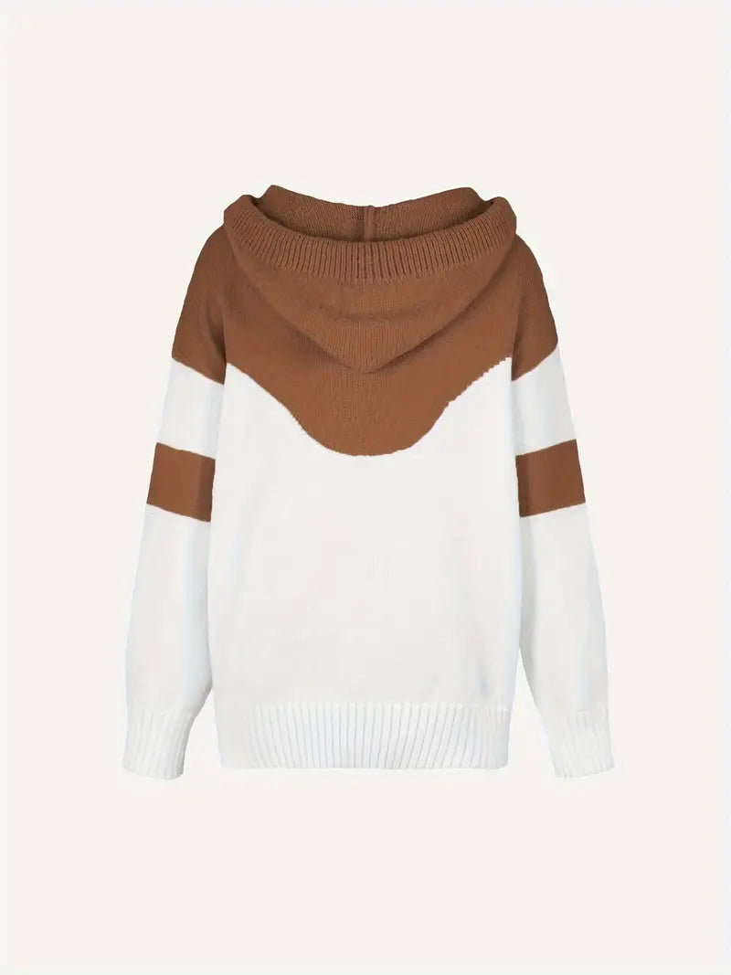 Women's Color Block Knit Hoodie