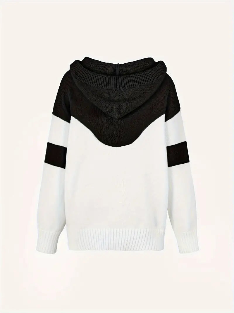 Women's Color Block Knit Hoodie