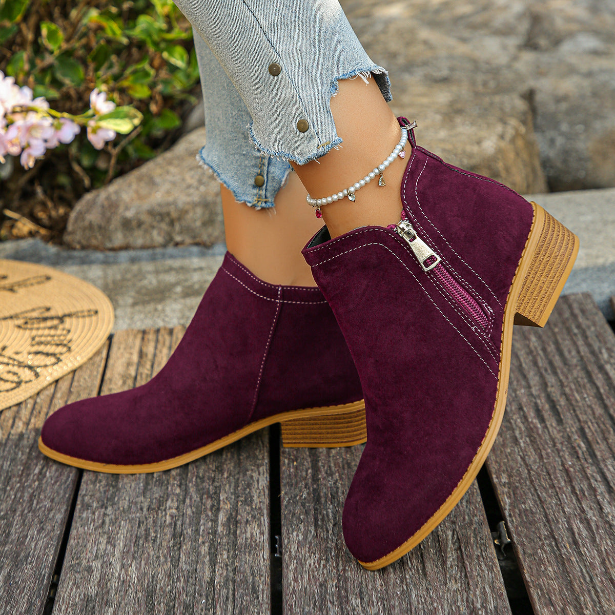 Women's Contrast Stitch Ankle Boots