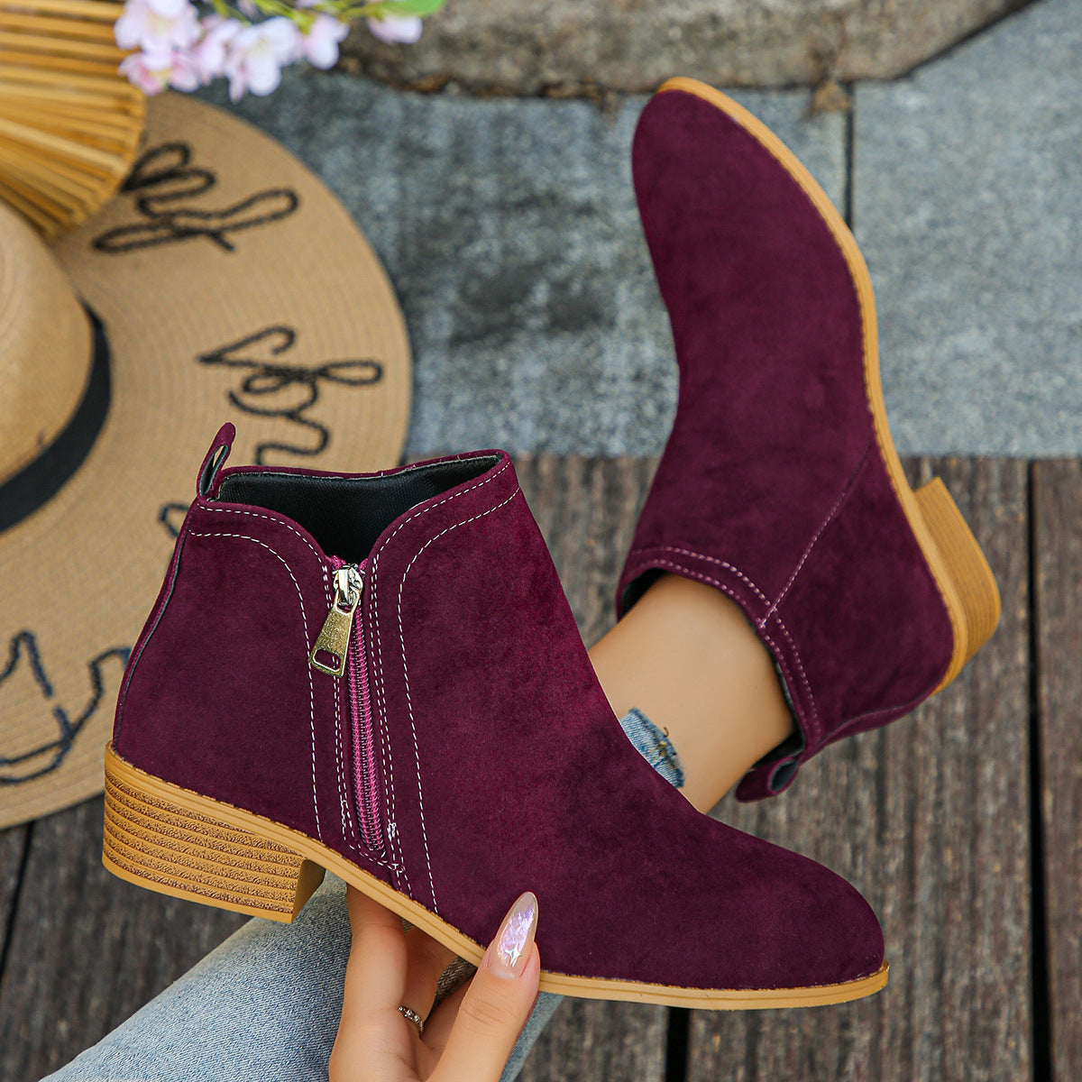 Women's Contrast Stitch Ankle Boots