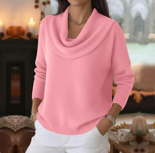 Women's Cowl Neck Sweater in Pink