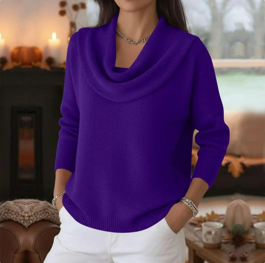 Women's Cowl Neck Sweater in Purple