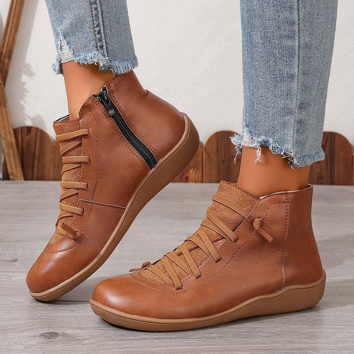 Women's Cross Lace Ankle Boots