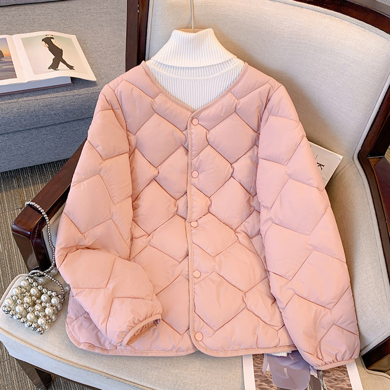 Women's Diamond Quilted Down Jacket in Pink