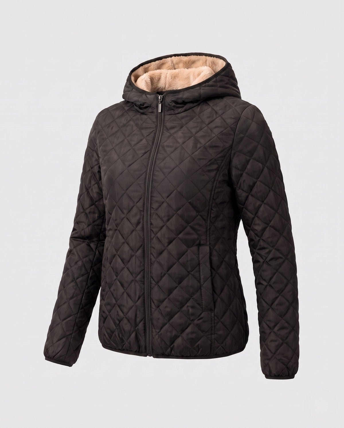 Women's Diamond Quilted Winter Jacket in Black