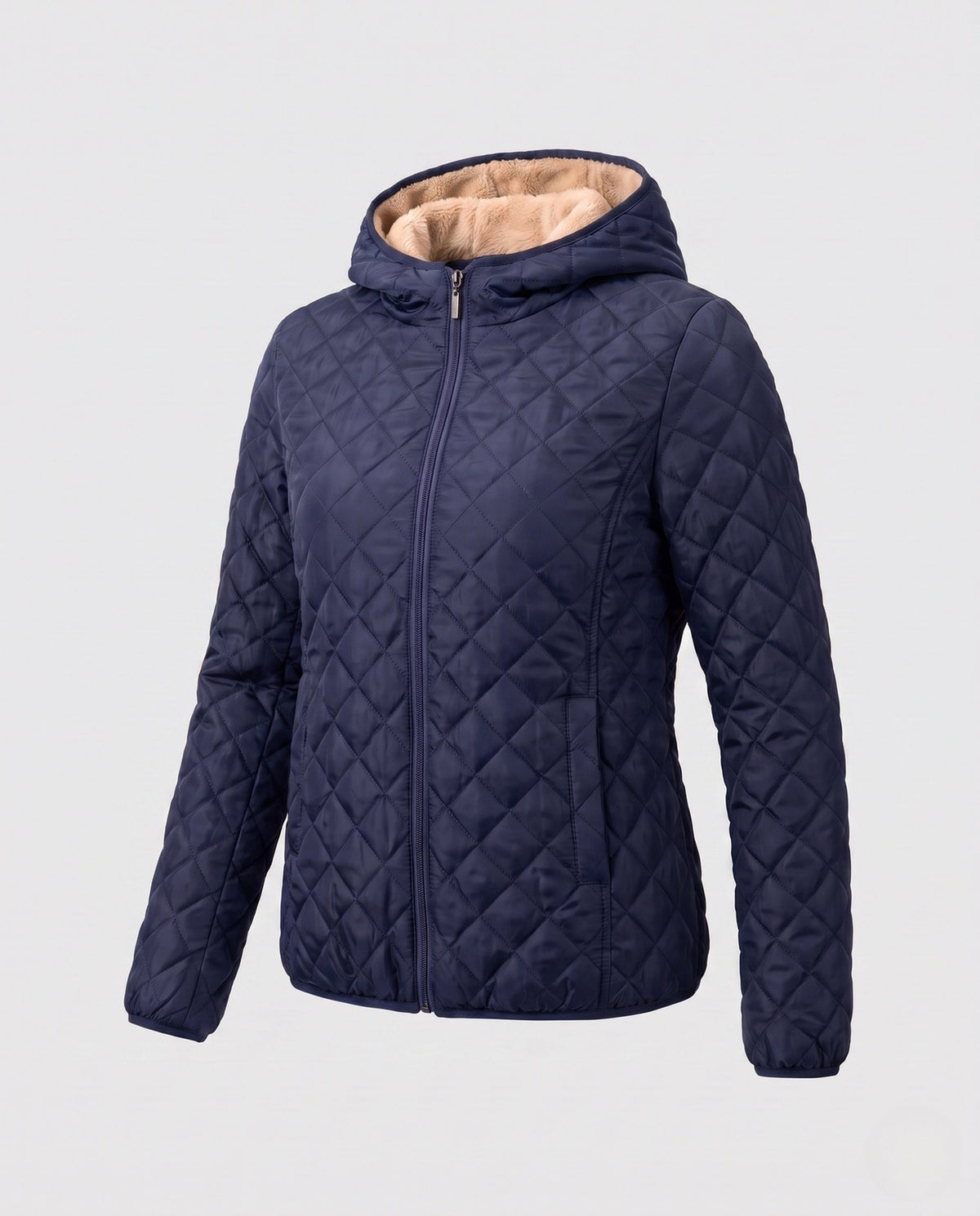 Women's Diamond Quilted Winter Jacket in Navy