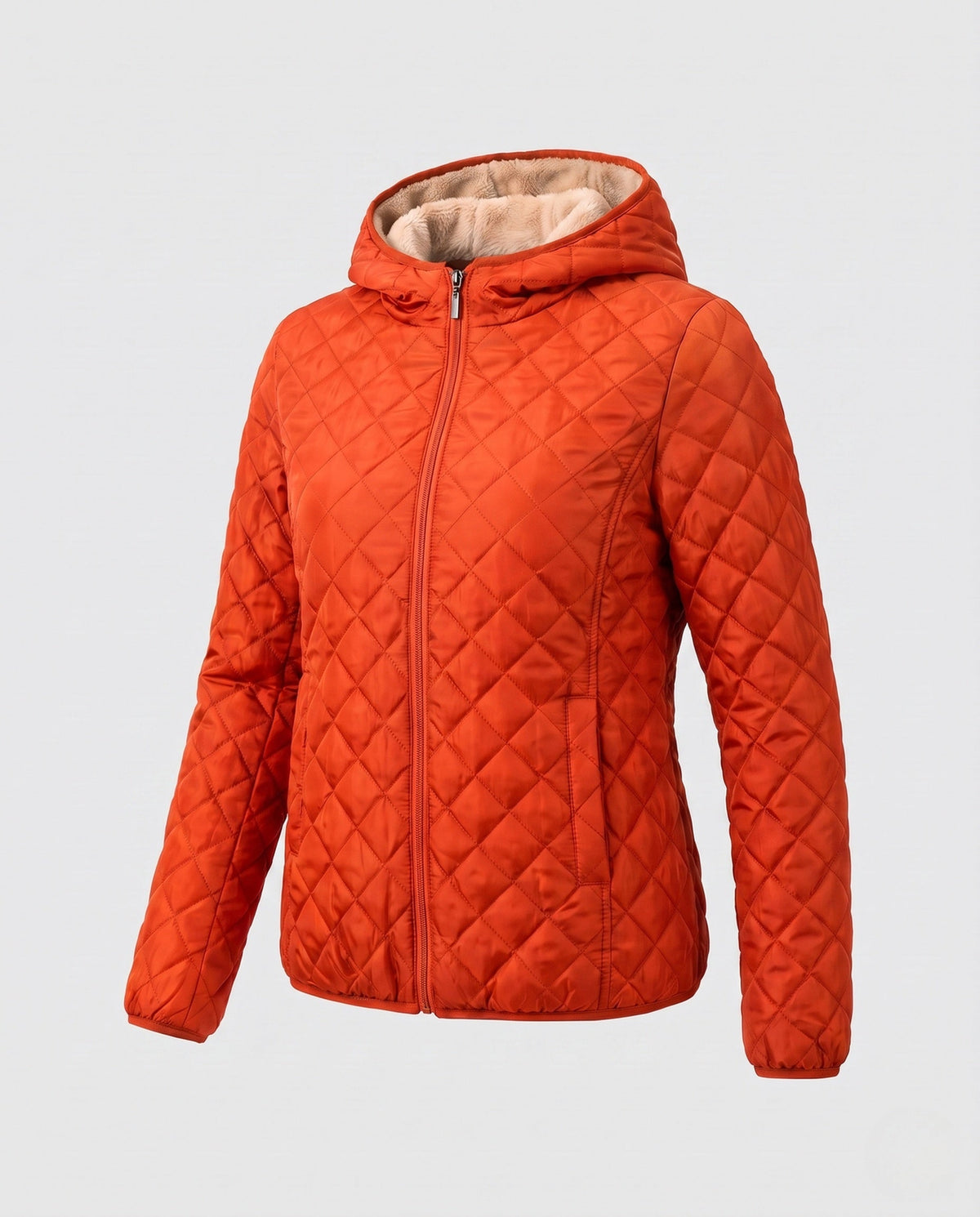 Women's Diamond Quilted Winter Jacket in Rust