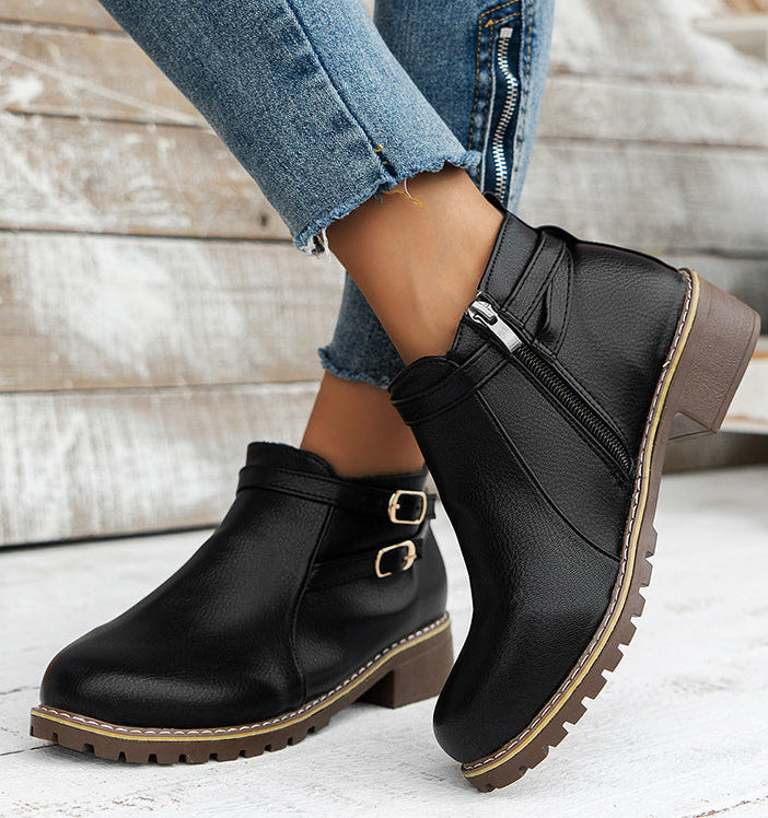 Women's Double Buckle Ankle Boots