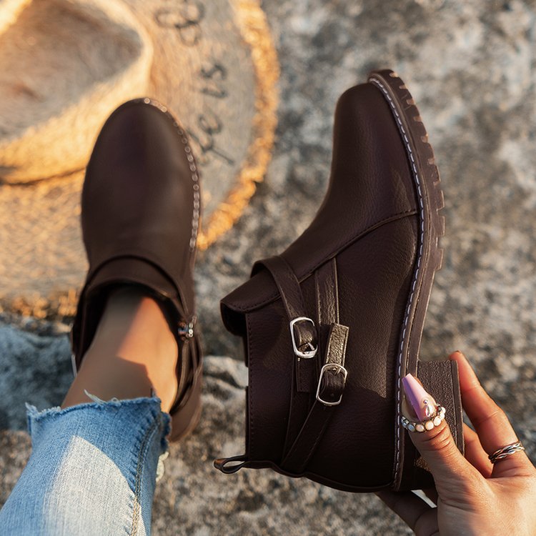 Women's Double Buckle Ankle Boots