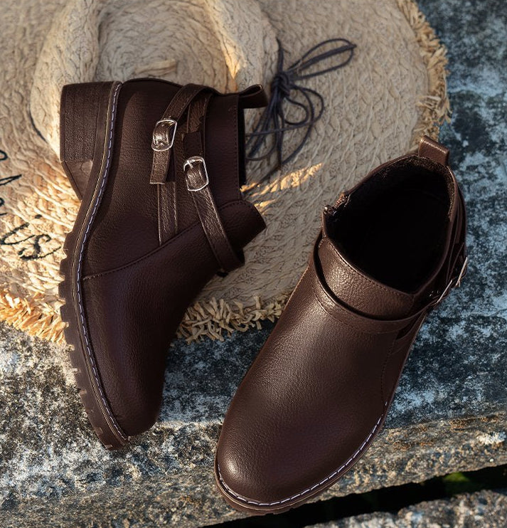 Women's Double Buckle Ankle Boots