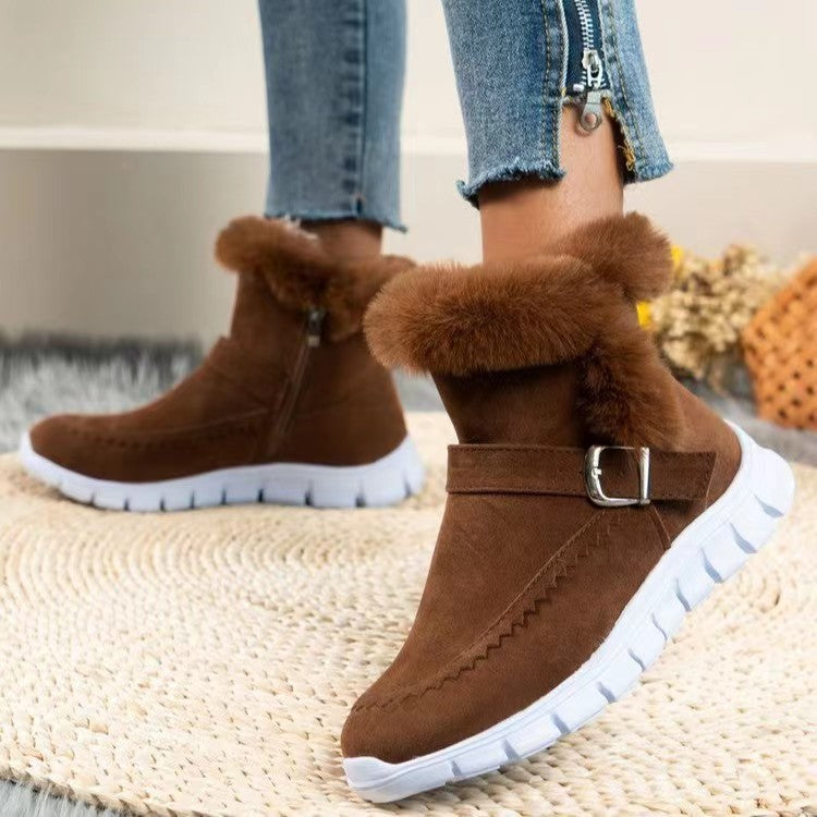 Women's Faux Fur Cuff Ankle Boots in Brown