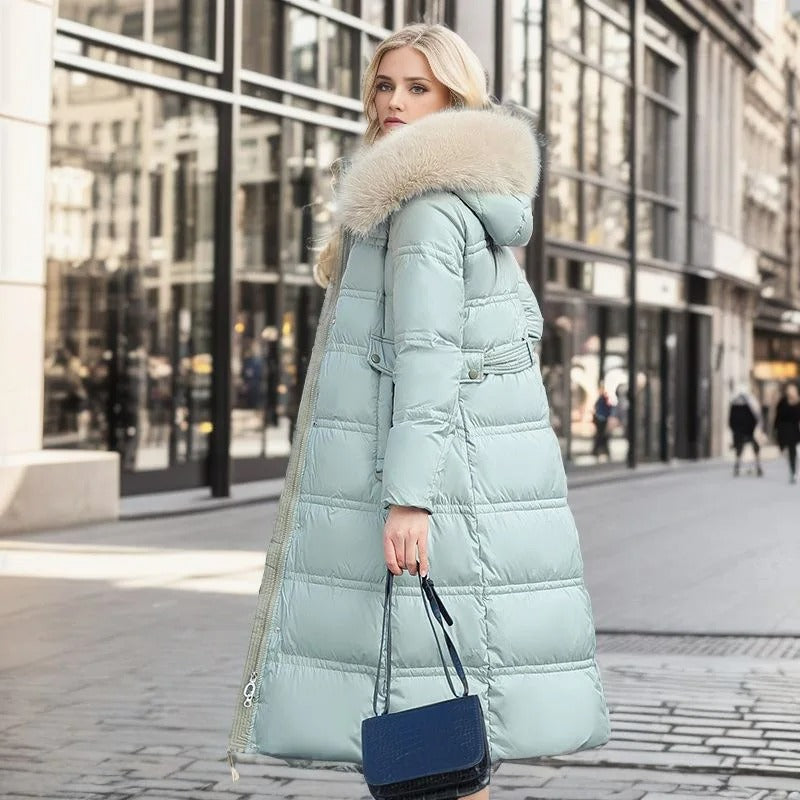 Women's Faux Fur Hood Maxi Puffer Winter Jacket