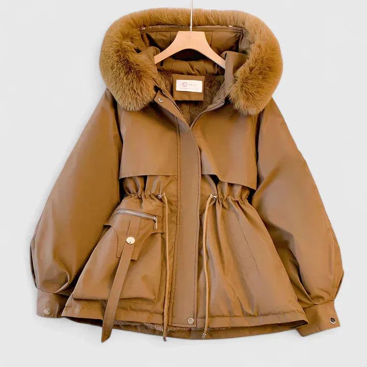 Women's Faux Fur Hood Parka in Caramel Brown