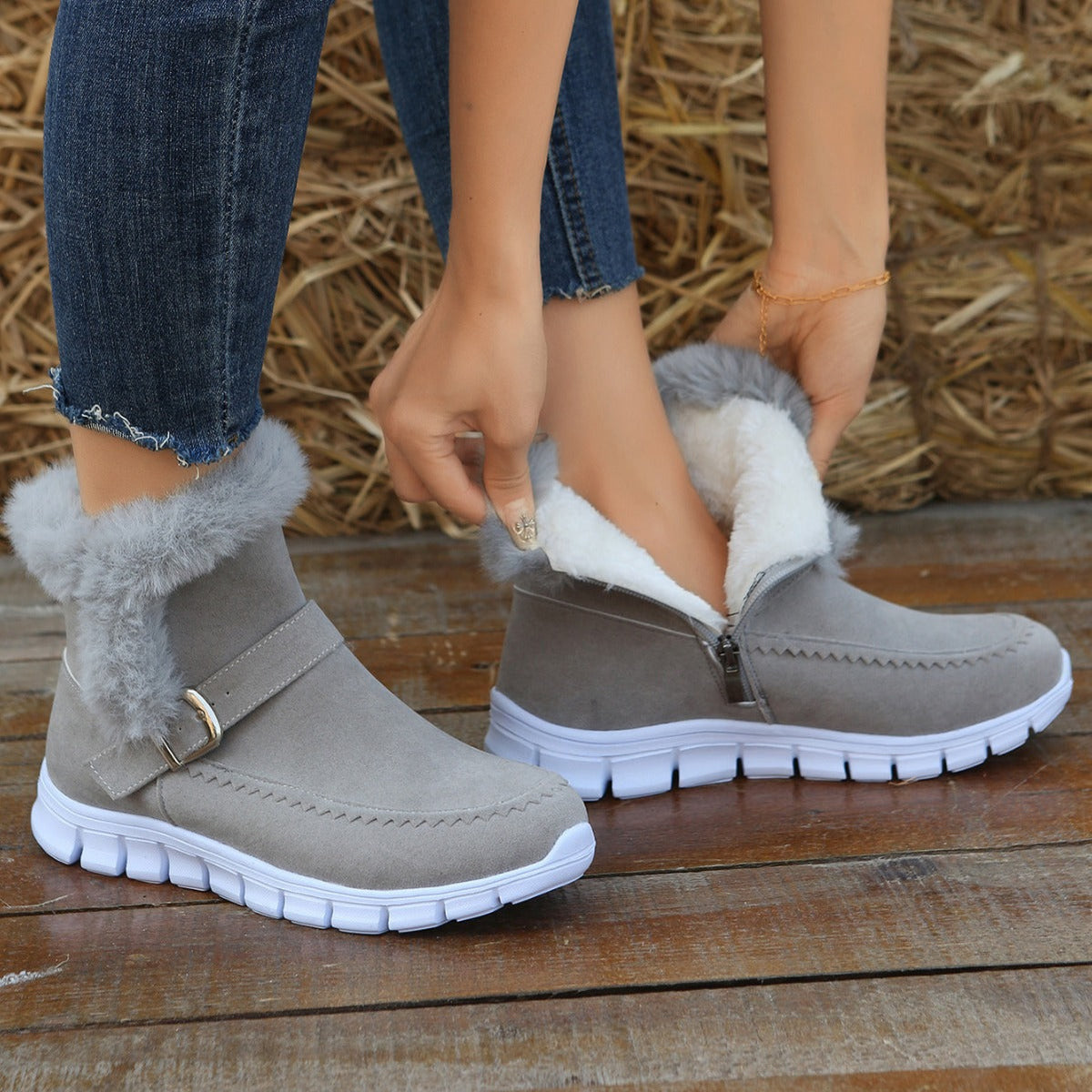Women's Faux Fur Trim Ankle Boots