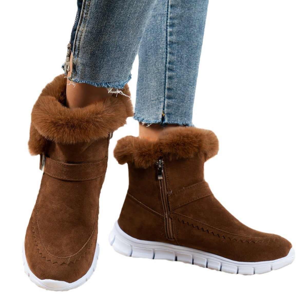 Women's Faux Fur Trim Ankle Boots