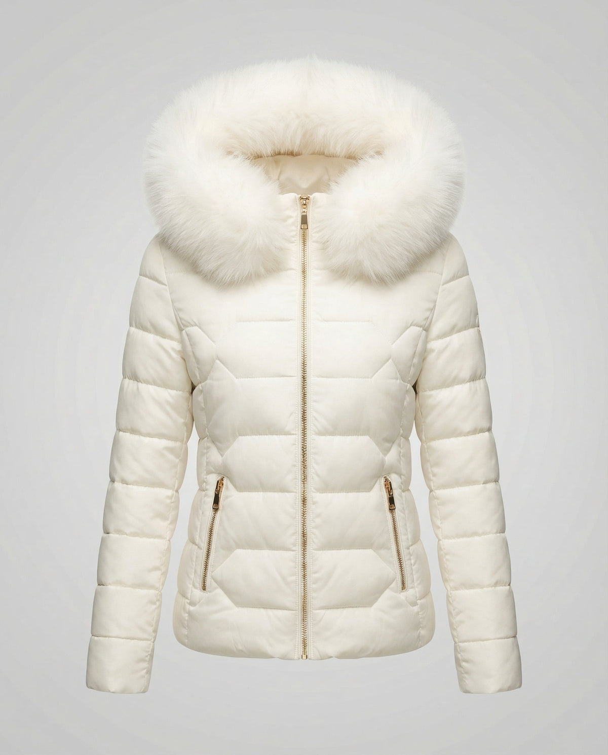 Women's Fitted Puffer Winter Jacket in White
