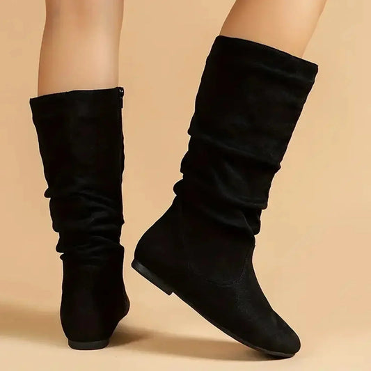 Women's Flat Slouch Mid Calf Boots