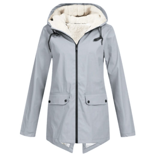 Women's Fleece Lined Trench Coat in Gray