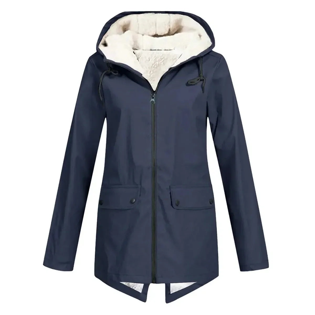Women's Fleece Lined Trench Coat in Navy
